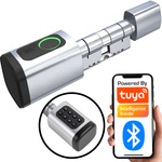 Inteligentna Wkładka do Zamka 60-90MM PIN ODCISK KARTA RFID Srebrna BT TUYA