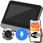 Inteligentny Wizjer Dwustronne Audio Srebrny 3Mpx Ekran 4.3" PIR WiFi TUYA